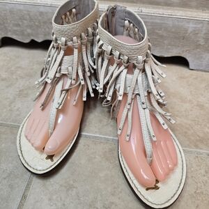 Sam Edelman Griffin Tassel Boho Festival Thong Zip Leather Size 7.5 M